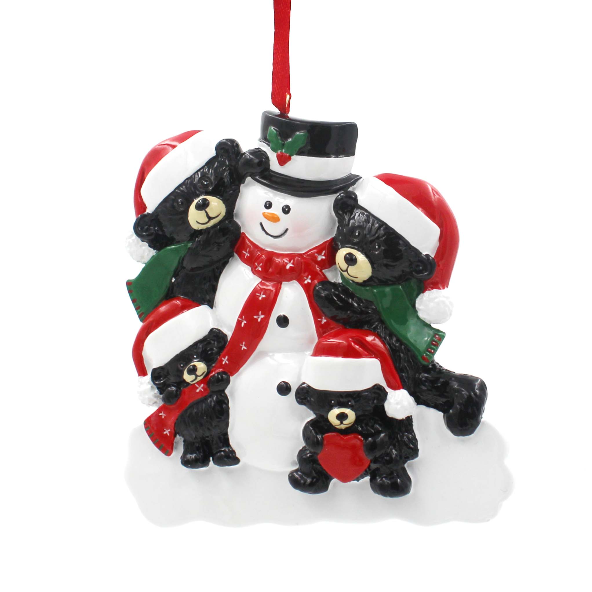 black bear with snowman family of 6 personalized christmas tree