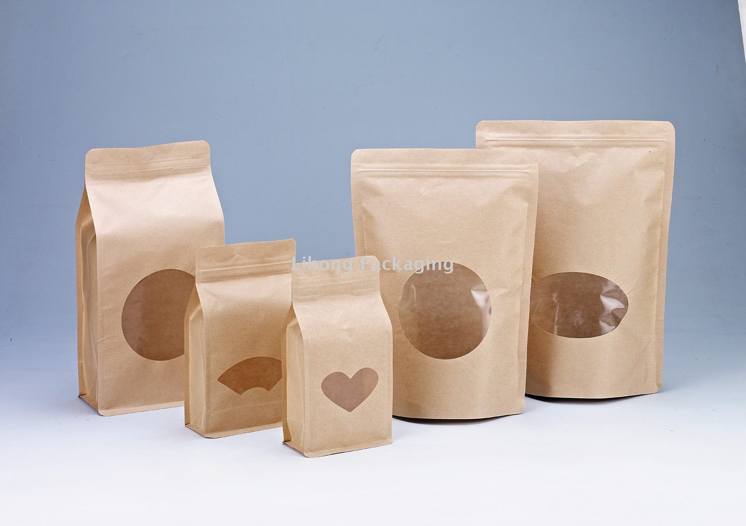 kraft paper standing pouch coffee flat bottom bag