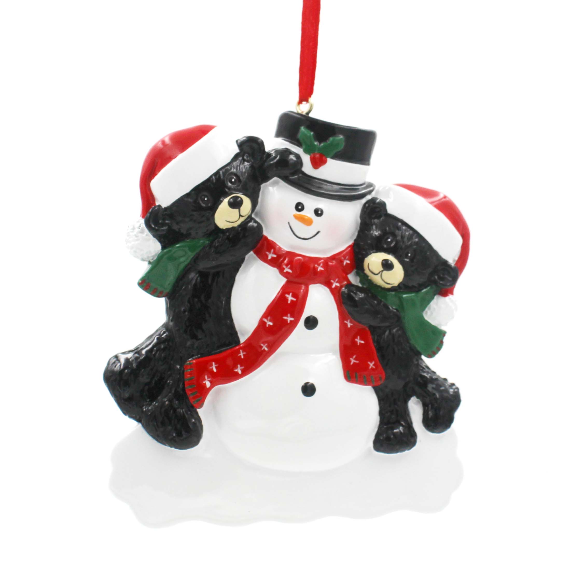 black bear with snowman family of 6 personalized christmas tree