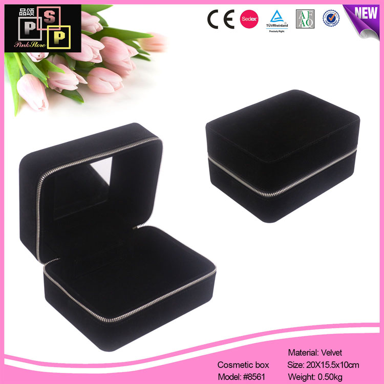 black velvet hand made zipper closure gift storage box