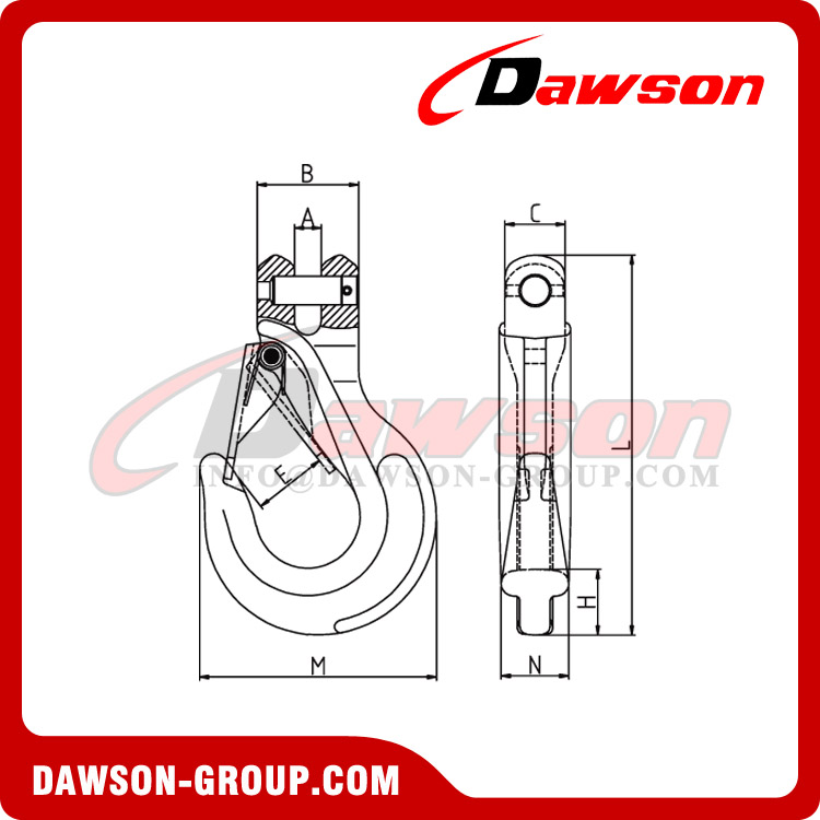 DS848 G80 Clevis Sling Hook with Latch for Lifting Chain Slings - Dawson Group Ltd. - China Manufacturer, Supplier, Factory