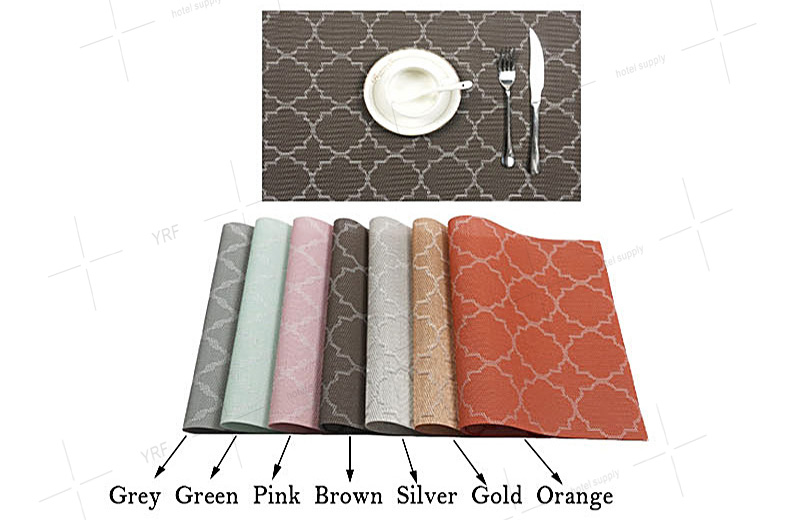 White line Placemats Rectangular Woven